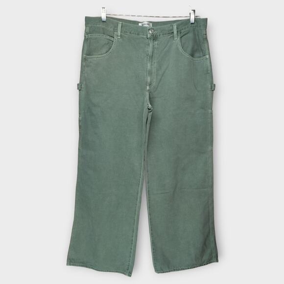 NEW w/o Tags Womens AGOLDE Green Magda Carpenter Baggy Wide Leg Jeans Size 33" - Picture 2 of 7